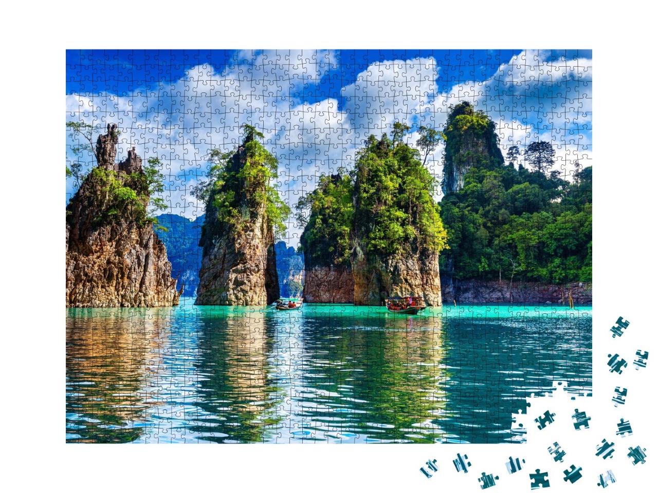 Puzzle de 1000 pièces « Montagnes dans l'eau, parc national de Khao Sok, Thaïlande »