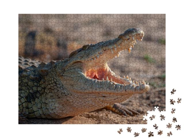 Puzzle de 1000 pièces « Un crocodile du Nil vu lors d'un safari en Afrique du Sud »
