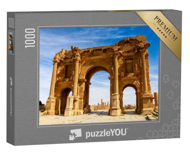 Puzzle de 1000 pièces « Ville en ruines de Timgad dans les montagnes des Aurès en Algérie »