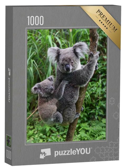 Puzzle de 1000 pièces « Bébé koala sur le dos de sa mère au zoo de Taipei, Taïwan »