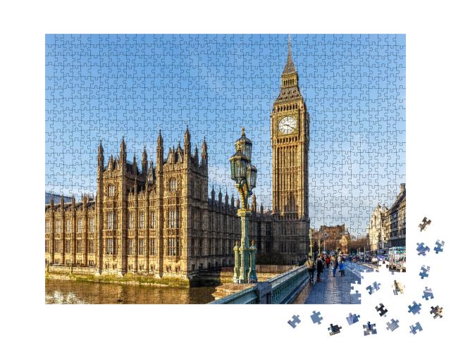 Puzzle de 1000 pièces « Big Ben en hiver avec un matin ensoleillé, Londres »