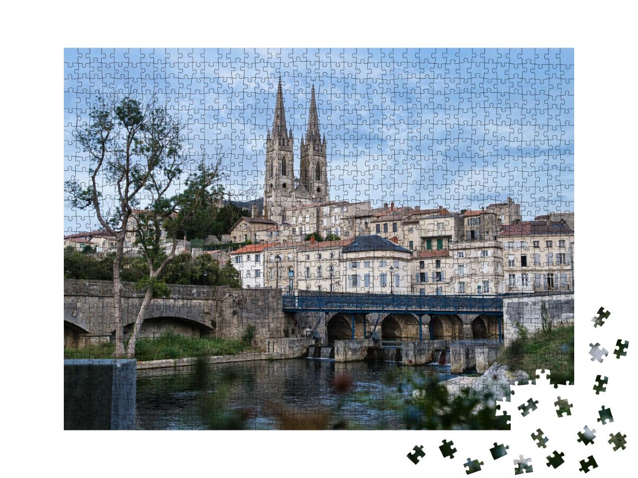 Puzzle de 1000 pièces « Vue de Niort depuis le quai de la Sèvre Niortaise, Deux-Sèvres, région Poitou-Charentes, France »