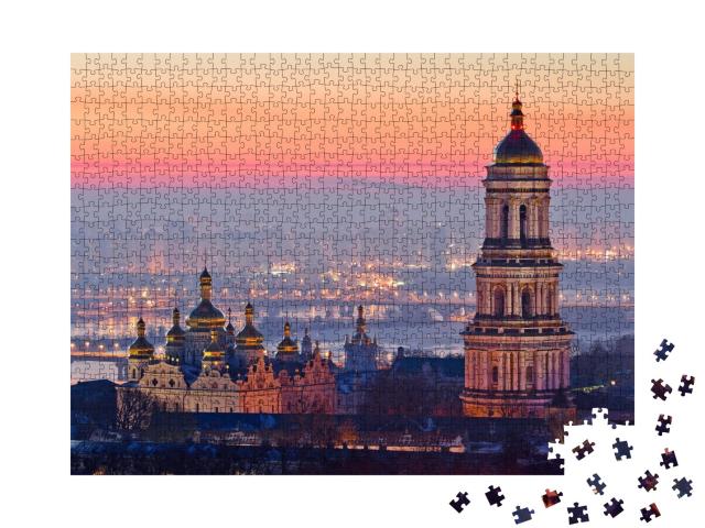 Puzzle de 1000 pièces « Lever de soleil sur la Laure Kiev-Pechersk, Ukraine »