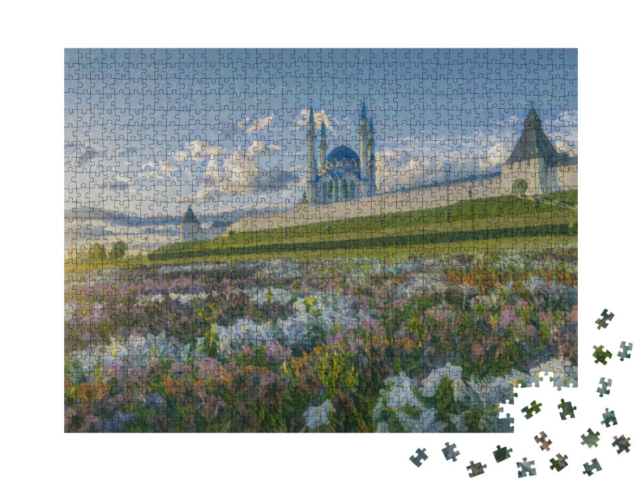 Puzzle de 1000 pièces « dans le style artistique de Claude Monet - Fleurs au Kremlin de Kazan »