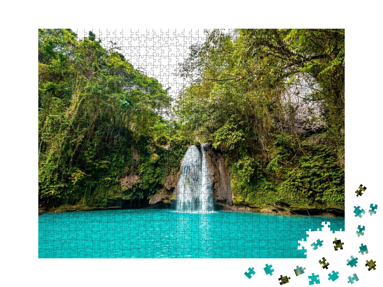 Puzzle de 1000 pièces « Chutes d'eau turquoise de Kawasan Falls sur l'île de Cebu, Philippines »
