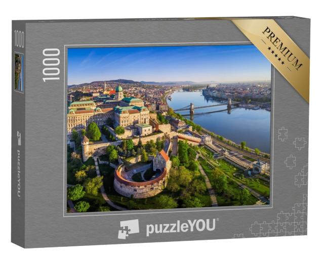 Puzzle de 1000 pièces « Skyline du château de Buda avec le pont à chaînes Szechenyi, Budapest, Hongrie »