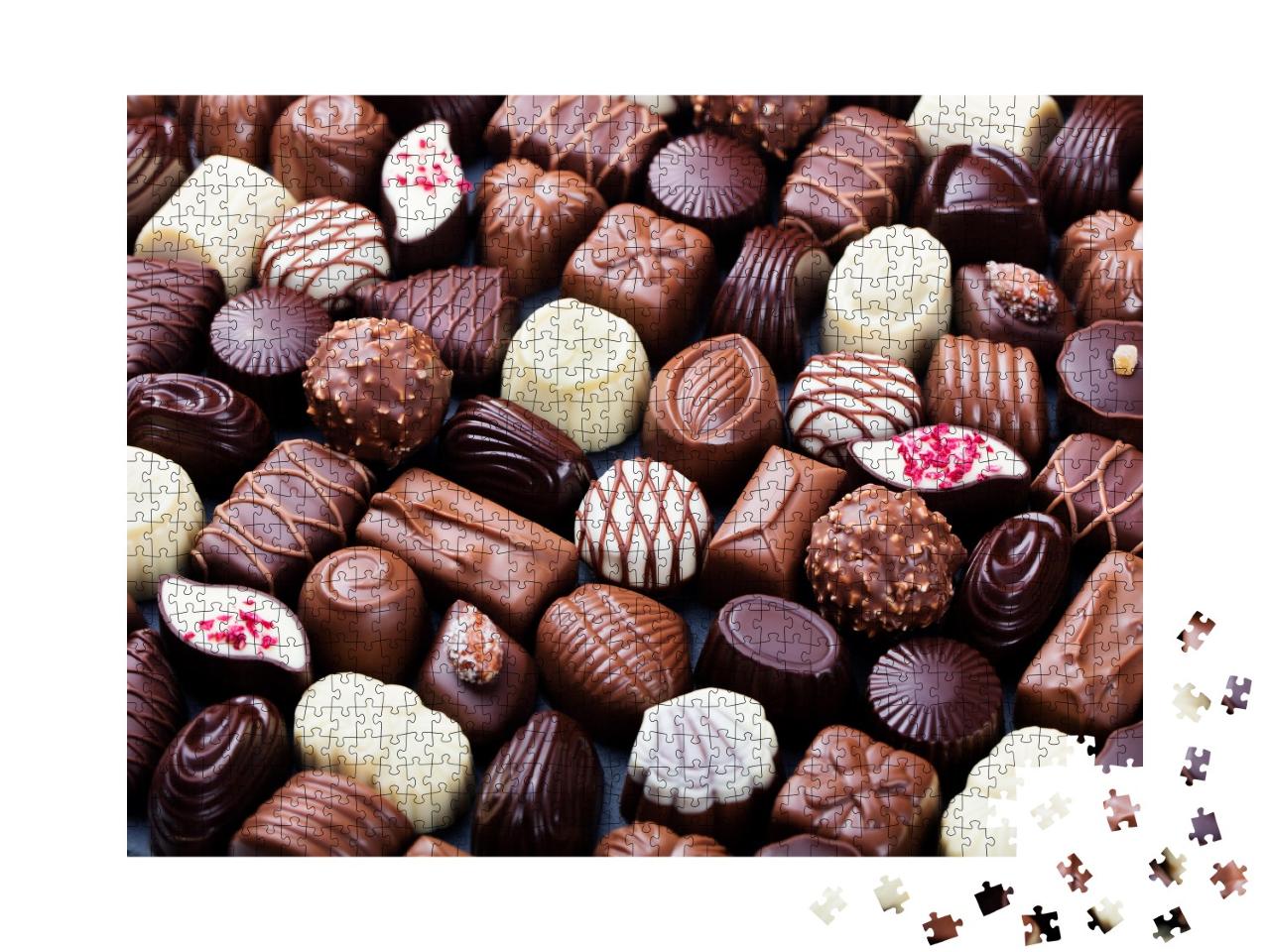 Puzzle de 1000 pièces « Une sélection de pralines au chocolat, délicieuses et faites maison »