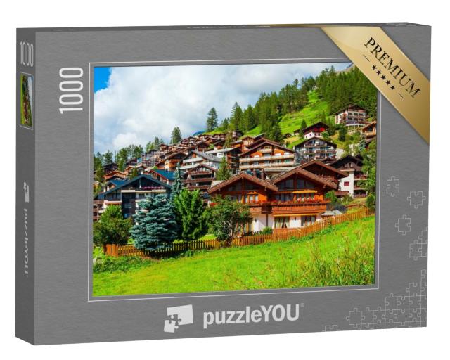 Puzzle de 1000 pièces « Maisons locales traditionnelles au centre de Zermatt »