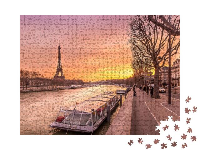 Puzzle de 1000 pièces « La Seine à Paris au coucher du soleil »