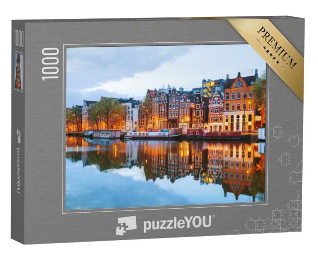Puzzle de 1000 pièces « Vue du soir de la ville d'Amsterdam, Pays-Bas »