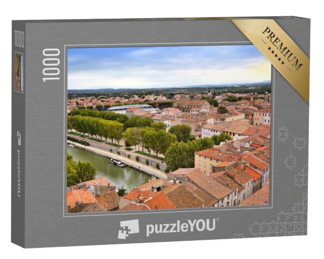 Puzzle de 1000 pièces « Ville de Narbonne, France. Vue aérienne de la ville avec le Canal de la Robine. »