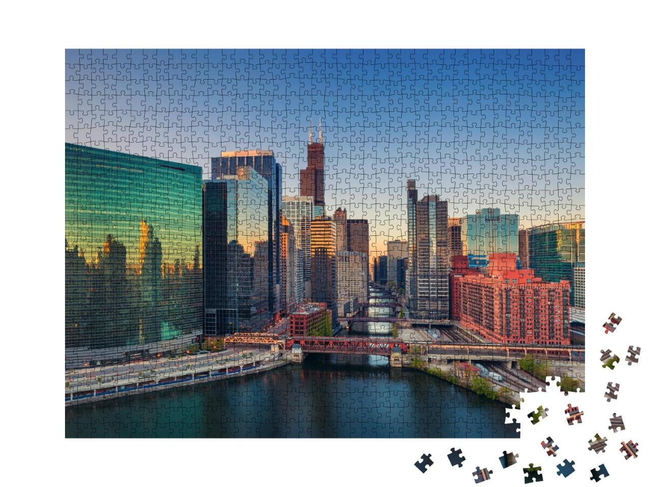 Puzzle de 1000 pièces « Chicago à l'aube, Illinois, États-Unis »