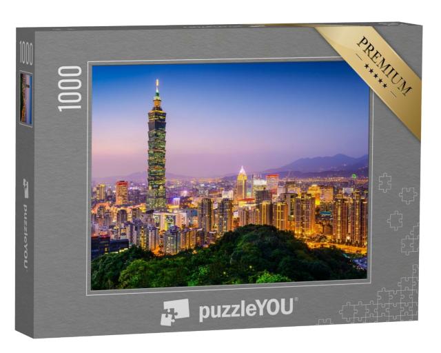 Puzzle de 1000 pièces « Skyline de la ville de Taipei au crépuscule »
