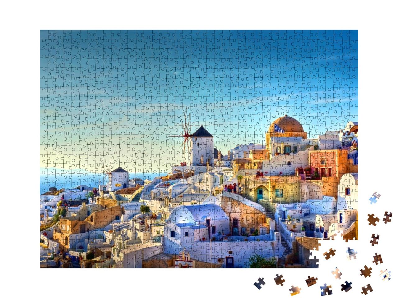 Puzzle de 1000 pièces « Vue sur le village d'Oia sur l'île de Santorin, Grèce »