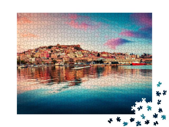 Puzzle de 1000 pièces « Paysage de mer printanier sur la mer Égée, Kavala »