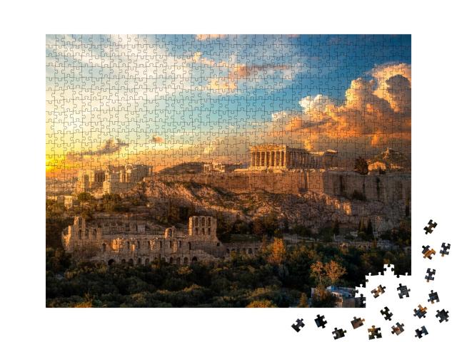 Puzzle de 1000 pièces « L'Acropole d'Athènes au coucher du soleil »