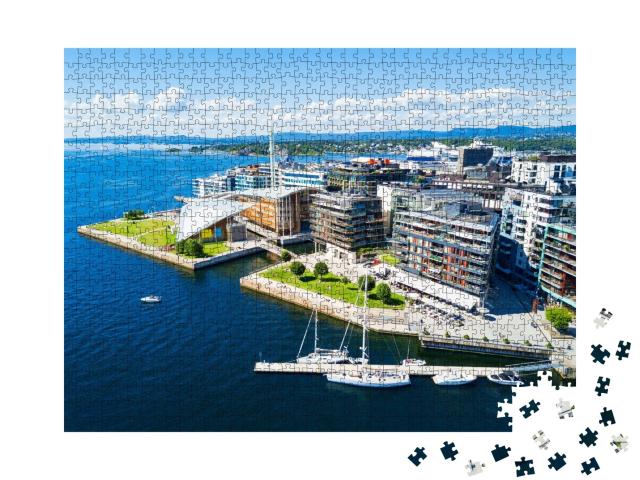 Puzzle de 1000 pièces « Port d'Oslo : quartier d'Aker Brygge, Oslo, Norvège »