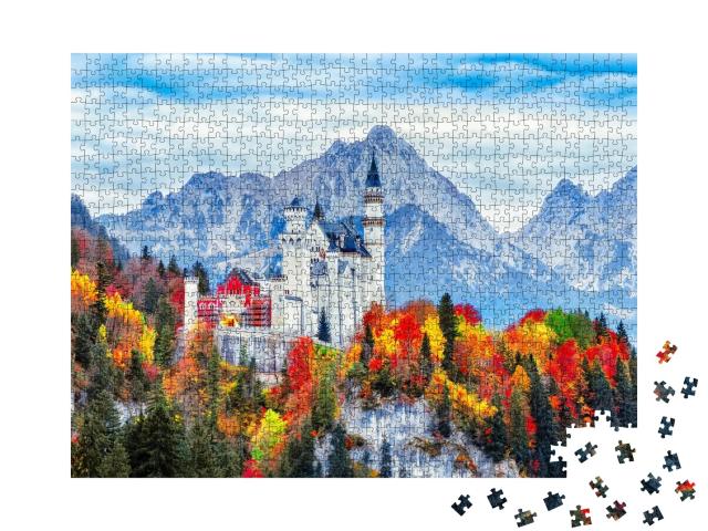 Puzzle de 1000 pièces « Château de Neuschwanstein : un symbole de la Bavière en automne, Allemagne »