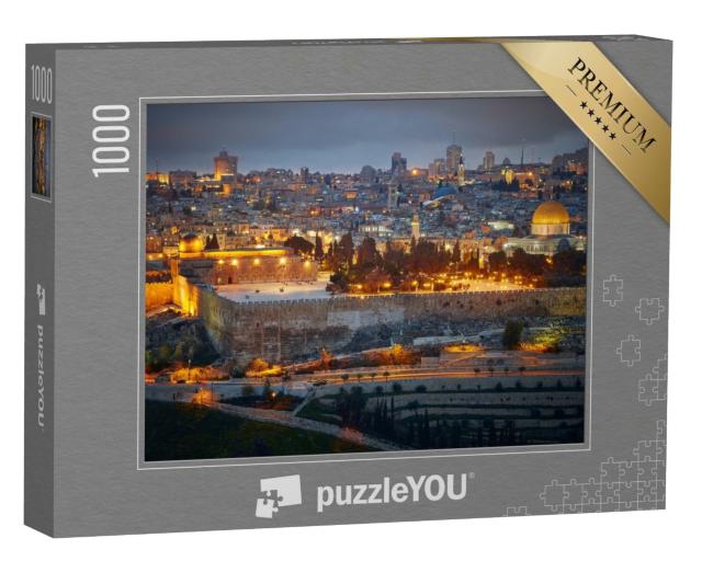 Puzzle de 1000 pièces « Vue du soir sur la vieille ville de Jérusalem. Israël »