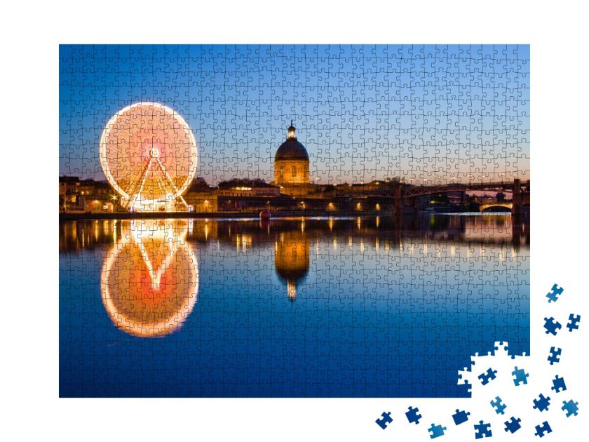 Puzzle de 1000 pièces « Grande roue le soir dans le centre-ville de Toulouse, France »