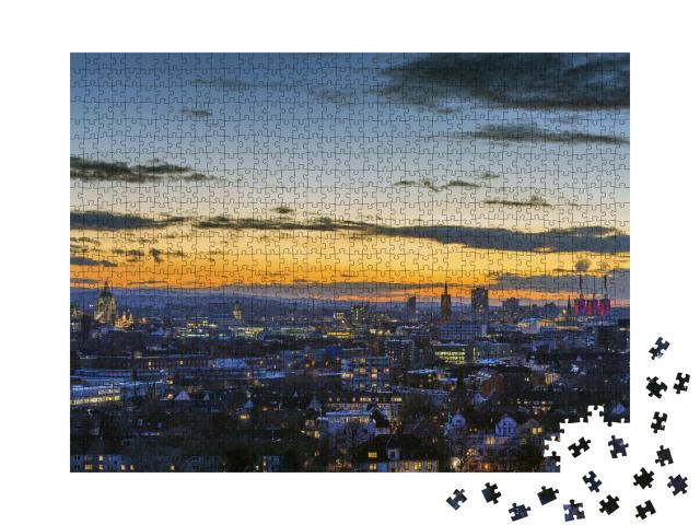 Puzzle de 1000 pièces « Vue aérienne de Hanovre le soir »