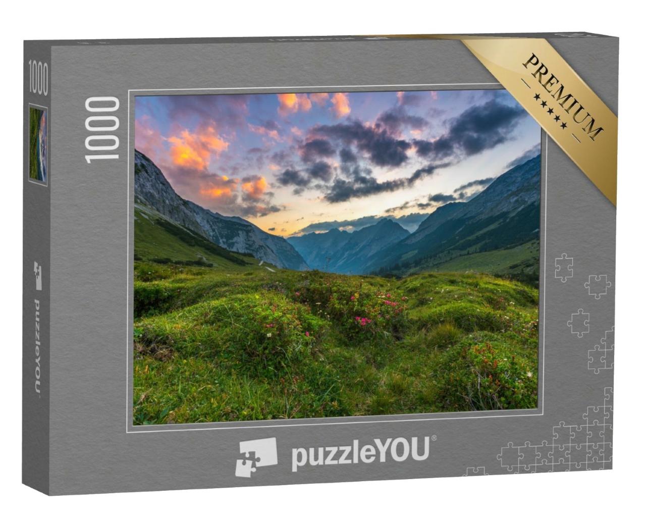 Puzzle de 1000 pièces « Coucher de soleil sur les montagnes du Karwendel »