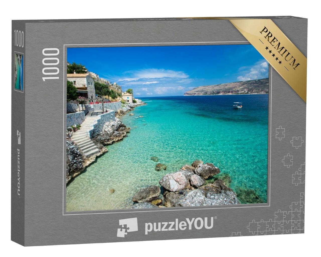 Puzzle de 1000 pièces « Les eaux turquoises de la Méditerranée, Limeni, Grèce »