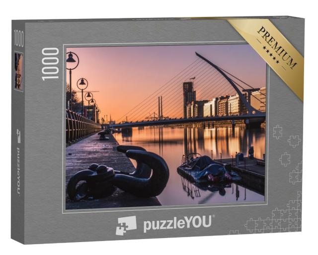 Puzzle de 1000 pièces « Lever de soleil à Dublin, pont Samuel Backett, rivière Liffey, Irlande »