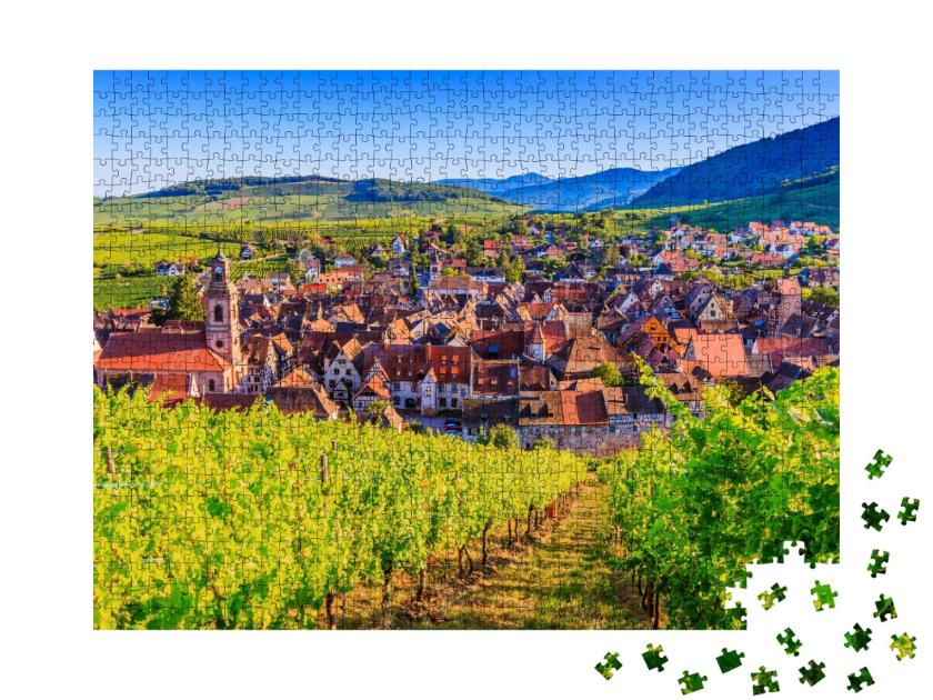 Puzzle de 1000 pièces « Riquewihr, France. La route des vins d'Alsace. »