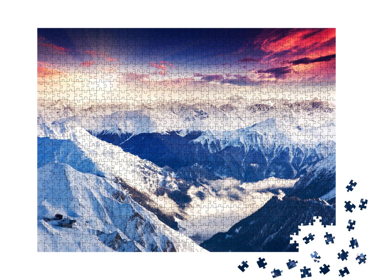 Puzzle de 1000 pièces « Fantastique panorama alpin du soir »