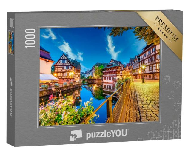 Puzzle de 1000 pièces « Canal d'eau de la vieille ville de Strasbourg, Alsace »
