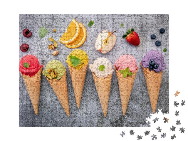Puzzle de 1000 pièces « Différentes sortes de glaces en cornet »