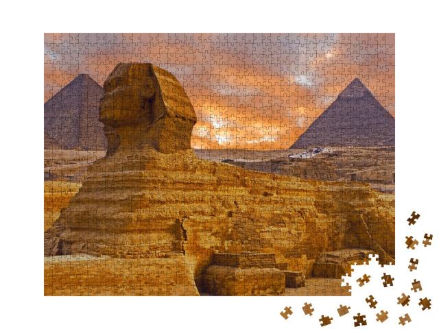 Puzzle de 1000 pièces « Vue du Sphinx dans le Sahara, Égypte »