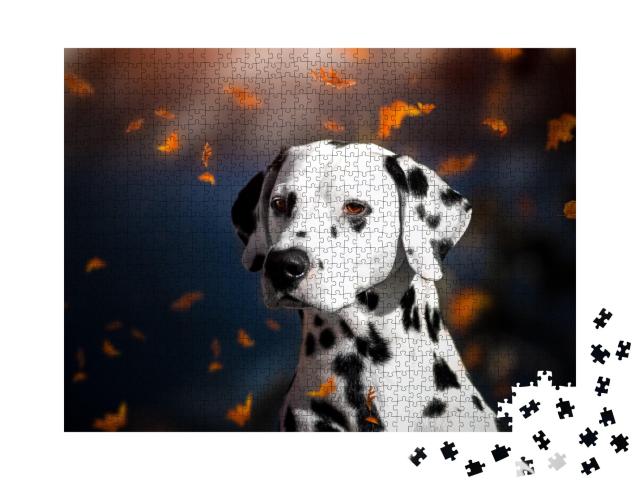 Puzzle de 1000 pièces « Portrait d'un dalmatien en automne »