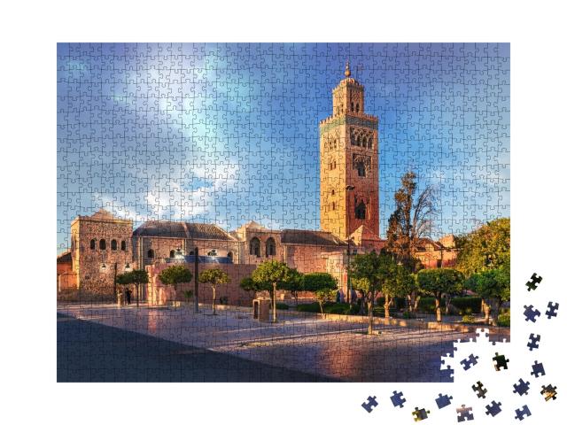Puzzle de 1000 pièces « Minaret de la mosquée de la Koutoubia à Marrakech, Maroc »