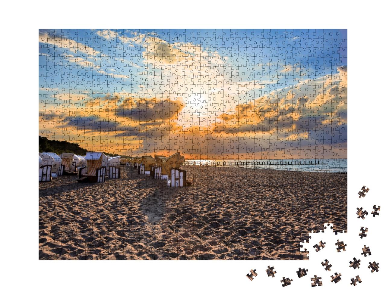 Puzzle de 1000 pièces « Coucher de soleil coloré sur la plage »