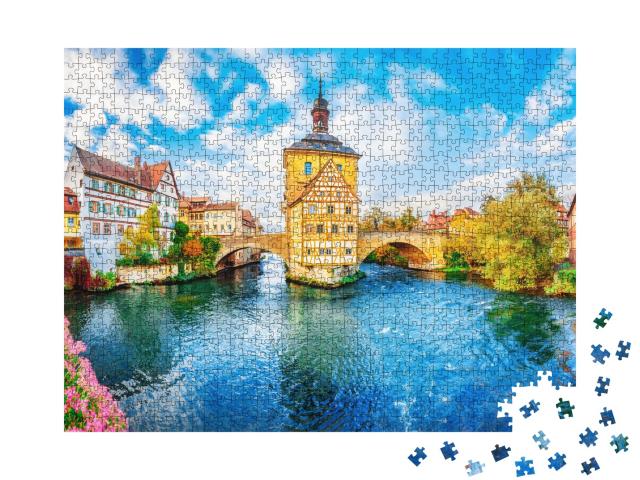 Puzzle de 1000 pièces « Vieille ville romantique de Bamberg, Allemagne »
