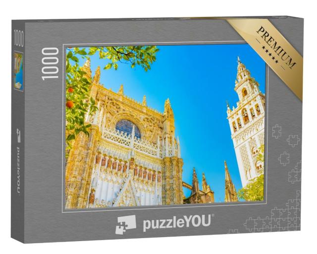 Puzzle de 1000 pièces « Cathédrale de Séville et tour de la Giralda sous le ciel bleu de Séville »