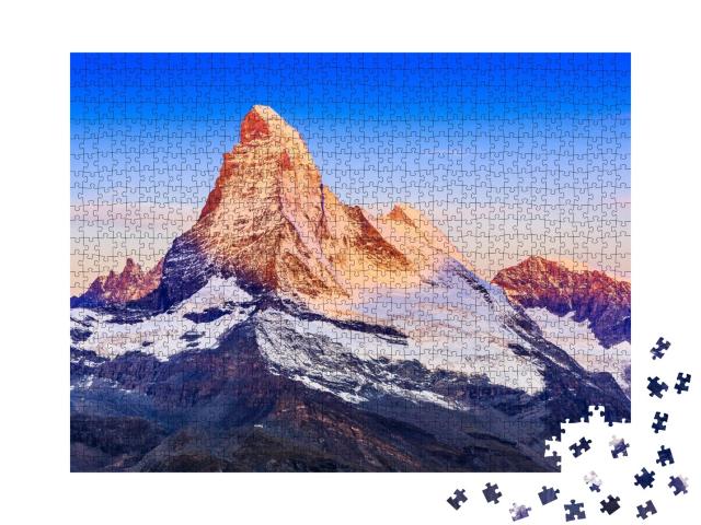Puzzle de 1000 pièces « Face nord du Cervin au lever du soleil, Zermatt, Suisse »