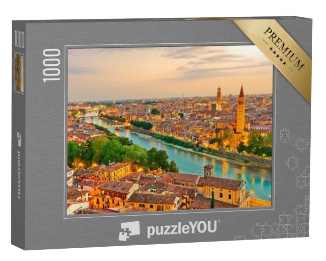 Puzzle de 1000 pièces « Lever de soleil sur le centre historique de Vérone, Italie »