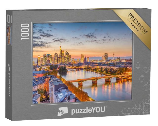 Puzzle de 1000 pièces « Magnifique vue sur Francfort-sur-le-Main au crépuscule »