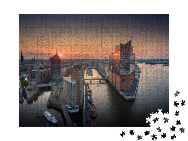 Puzzle de 1000 pièces « Lever de soleil sur Hambourg »