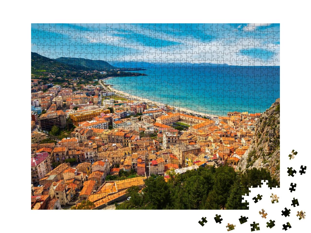 Puzzle de 1000 pièces « Cefalu vue d'en haut, Sicile, Italie »