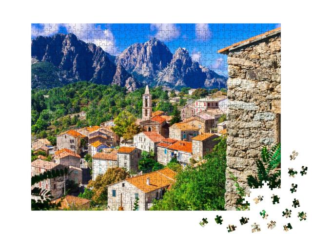 Puzzle de 1000 pièces « Evisa : un village de montagne pittoresque en Corse »