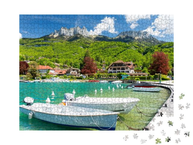 Puzzle de 1000 pièces « Port de plaisance à Talloires sur le lac d'Annecy en France »