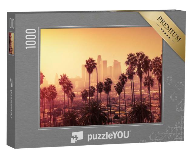 Puzzle de 1000 pièces « Coucher de soleil sur le centre-ville de Los Angeles »