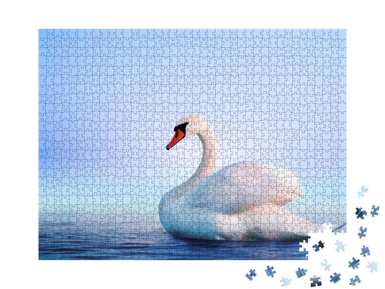 Puzzle de 1000 pièces « Cygne blanc dans l'aube brumeuse »