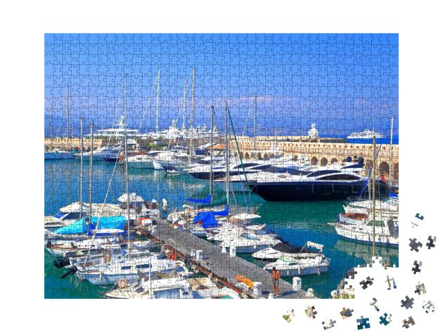 Puzzle de 1000 pièces « Bateaux de plaisance et yachts dans le port d'Antibes, Côte d'Azur, France »