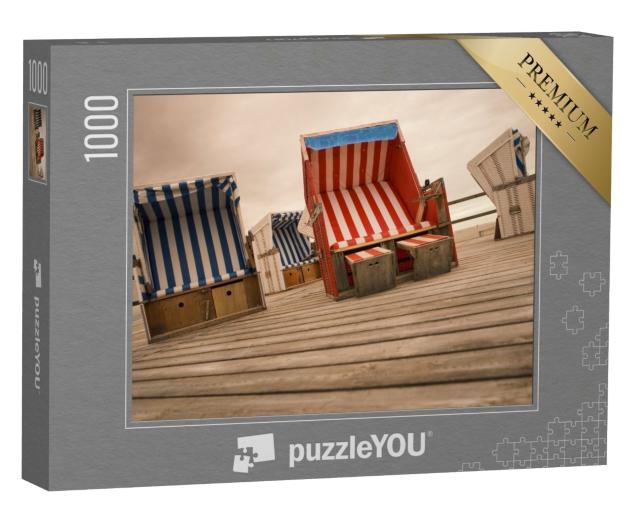 Puzzle de 1000 pièces « Chaises de plage sur une estrade, Sankt Peter Ording »