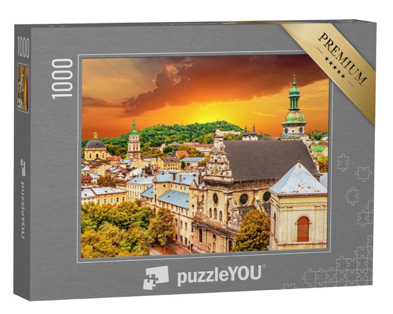 Puzzle de 1000 pièces « Vue de Lviv : centre-ville et centre, Ukraine »